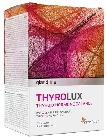 Schilddrüse – Jod tabletten – L Tyrosin, Selen, Magnesium, Königsbasilikum, Schisandra, Zink, Mangan – 60 Kapseln für 30 Tage – Thyrolux Sensilab