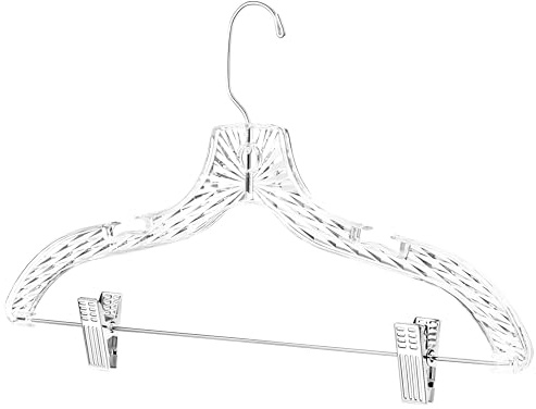 HARDW Clothes Hangers with Clips Plastic Set of 12 Pack Heavy Duty Hangers Dresses, T-Shirts Shirt Suit Hangers for Closet Organization Crystal Clear Hanger Pants Skirt Hanger Women and Men