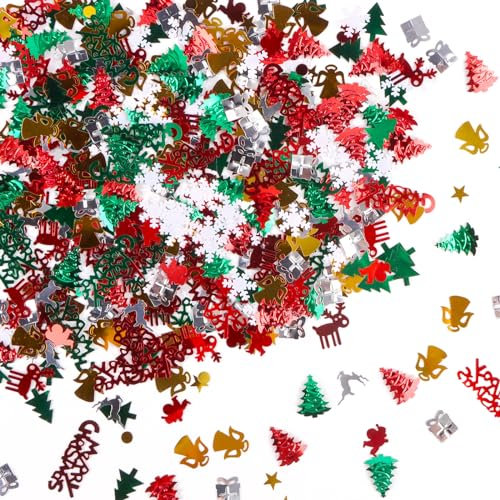Konfetti Weihnachten,500 Stück Bunt Weihnachtskonfetti Tischdeko Streudeko Merry Christmas Confetti Dekoration für Party,Neues Jahr,DIY Handwerk Basteln