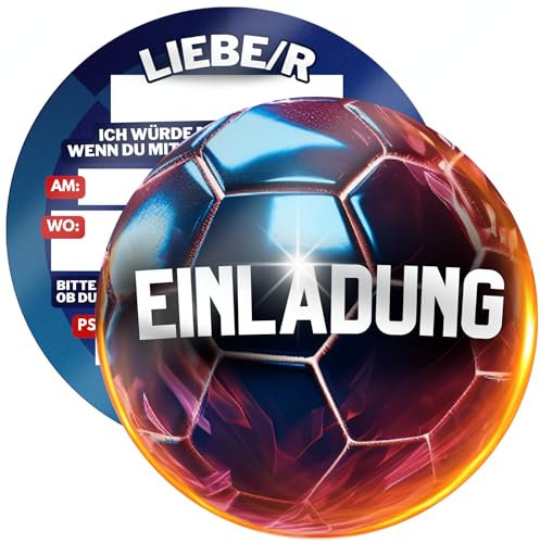ZETTMANN® 12 Fussball Einladungskarten Kindergeburtstag - Coole Kinder Einladung zum Geburtstag für Jungs und Mädchen - Einladungen zum Geburstag für Jungen