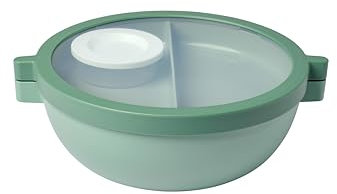 Mepal - Bento Lunch Bowl Vita - Multi-Compartment - Extra Bowl with lid, Dressing Container & Tray - Bento Box - Salad Lunch Box - Nordic sage