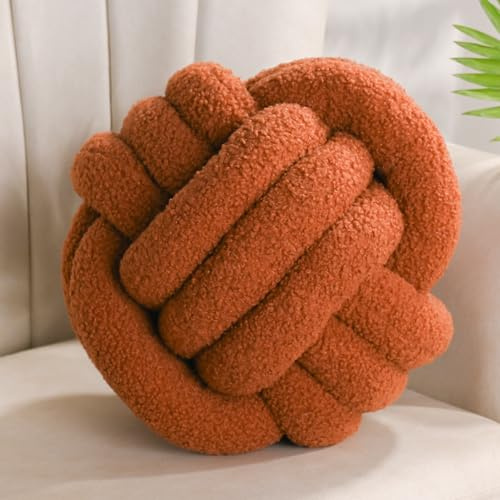 Yhoelata Cojín Nudo, Cojín Decorativo Marrón, Cojín Estético de Terciopelo de Oso para Sofá, Cojín para Decoración de Cama Redondo para Dormitorio Infantil, Regalo 22 cm