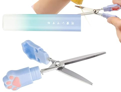 Children's Safety Scissors - Practical Steel Scissors | Easy to Use Children's Craft Scissors in Cat Paw Shape with Case | Student Pointed Scissors, Small School Scissors for Small Students