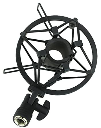 ifundom Microphone Holder Metal Absorption Mount for Sound Recording Mic Clip Stand Reduces for Broadcasting and Black