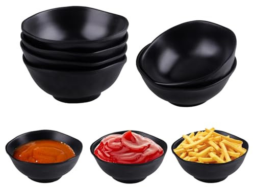 wocpvm Kleine Müslischale 6er Set Plastik Schüsseln Kinder Wiederverwendet Bruchfest Dipschalen Kleine Suppenschalen für Salat Suppen Dip -Sauce (Schwarz)