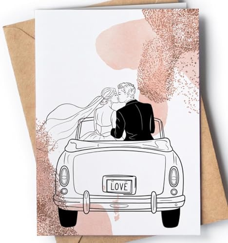 Greeting Cards for Everyone Carte de Mariage Félicitation avec enveloppe - Heureux Mariage - Carte Voeux Mariage Originale - Cadeau Pour Couple, Les Maries - NUM 245