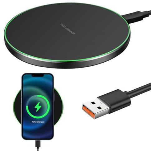 Cargador inalámbrico de inducción, Almohadilla de Carga rápida para teléfono móvil Compatible con i Phone 16/15/14/13/12 Serie, Air-Pods 4/3/2, Sam-Sung Ga-laxy S24/S23/S22/S21, Note, One Plus