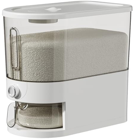 Dispensateur de riz, récipient de riz en plastique avec tasse à mesurer, organisation cuisine claire détachable pour les céréales au café au café soja, 5 kg