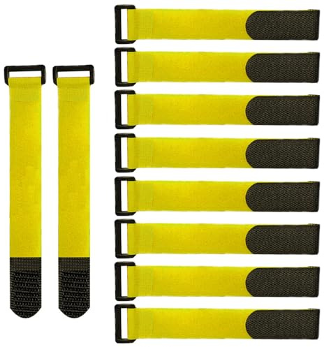 QitinDasen 20 Piezas 20 X 2 cm Nailon Cables Bridas, Correas de Cable Reutilizables, Tiras de Cable Ajustables, Ataduras de Cable Multiusos con Gancho y Bucle (Amarillo)