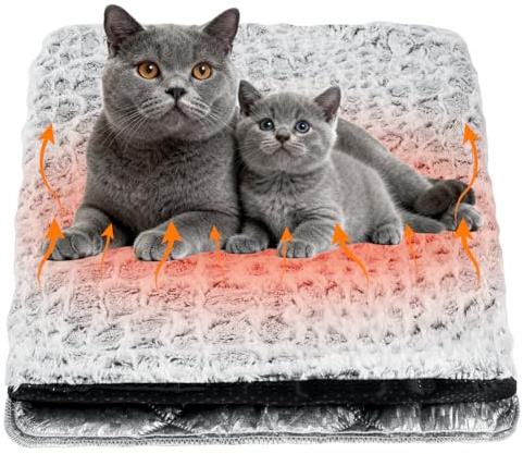 Adiwo Manta térmica Gato, Manta Autocalentable para Gatos y Perros, Calor para Invierno, Manta Térmica Antideslizante, 60 * 45cm, Estampado de Piedras