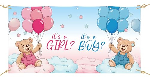 Pubblimania Striscione Nascita Baby Shower maschietto o Femminuccia Banner in PVC per esterno(Baby shower)