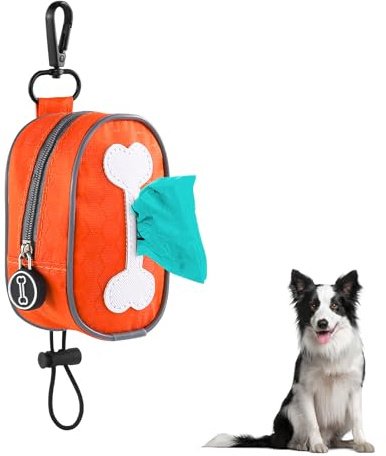 MultiValue Distributeur Sac a Crottes Chien, Imperméable Sac a Crottes Chien Distributeur avec Clip en Métal, Os Amusant Porte Sac a Crottes Chien avec Crochet Élastique