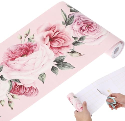 NAMOARLY Papier Peint Autocollant à Décoller et Coller, Bordure Murale de Fleur Autocollante en Pvc Imperméable, Amovible, pour Salle de Bain et Décoration Murale