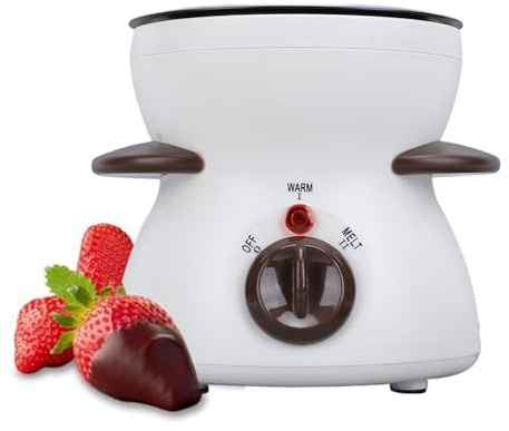 Ejoyous Schokofondue Eléctrico, 200ml Mini Fuente de Chocolate Fondue Olla Termoreguladora para Set de Fondue de Chocolate y Queso con Tazón Antiadherente, para Fiestas de Chocola (Enchufe europeo