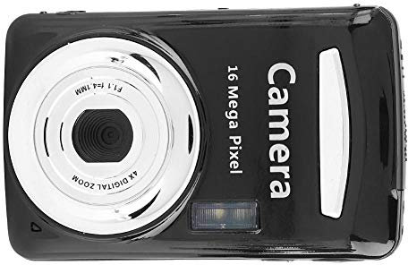 Mini Video Camera, 2.4 Inch LCD Screen, Digital Camera with Top Sensor, Full HD 1600W Portable Compact Camera, 4X Digital Zoom, Extra Light (Black)