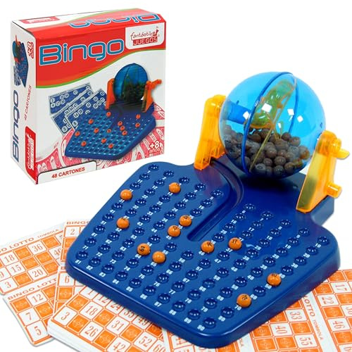 LOLAhome Juego de Bingo Clásico Familiar: 48 cartones, 90 Bolas numeradas, Educativo y Divertido, Ideal para Fiestas, Noches de Juegos y Viajes