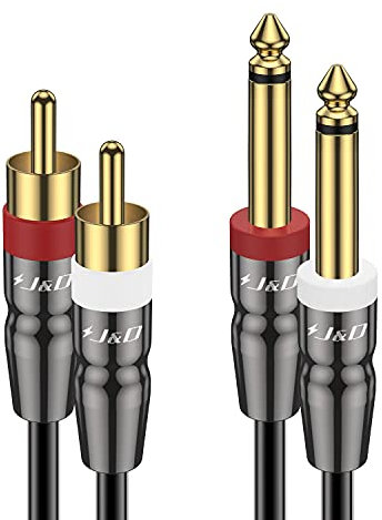 J&D Dual 6,35 mm zu 2RCA Kabel, Heavy Duty 1/4 Männlich auf Cinch Männlich Adapter Stereo Audio Interconnect Viertel Zoll Kabel, 4,5 Meter
