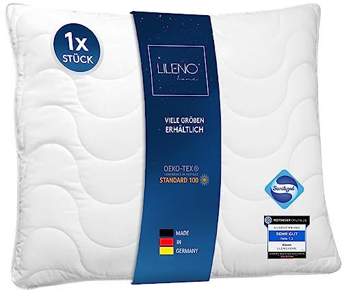 LILENO HOME Kopfkissen 80x80 - Kissen 80x80 für einen erholsamen Schlaf - Bettkissen 80x80 Kochfest bis 95°C u. mit antibakterieller Ausrüstung - Allergiker Kissen als Pillow