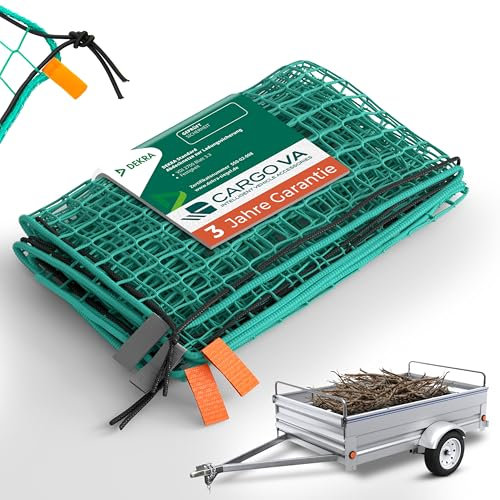 CargoVA® Intelligentes Anhängernetz 2,5x3,5M [DEKRA Geprüft] - Hängernetz mit Gummiseil, Eckenmarkierung - zur perfekten Ladungssicherung