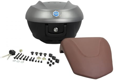 Piaggio Top Case Kit, inkl. Montageplatte, Grau, Xe8 Grau matt 785/A, 37 l (Montageplatte: 1B003657) für Beverly 350 C.-à-D., CM290311