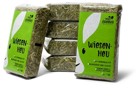 Miss Greeny - 6kg Hochwertiges Bergwiesenheu aus Deutschen Grünlandregionen - Verpackt in 1kg Beuteln