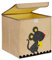 Relaxdays Aufbewahrungsbox, Maus-Motiv, Stoffbox für Kinder, faltbar, HBT: 33 x 33 x 33 cm, Spielzeugbox, beige/grau