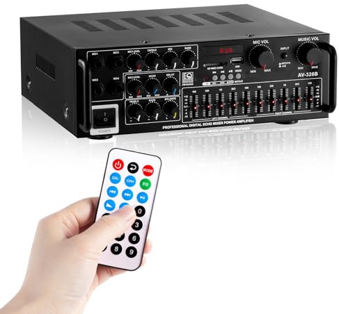 Sobatty Audio AV 298BT Ricevitore amplificatore audio stereo Bluetooth 5.0 a 2 canali, autoradio portatile BT FM 12 V/220V, 600W RMS 30W x 2 con amplificatore audio remoto (326A(2CH 1200W))