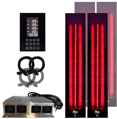 InfraROTmed MAX ramlös djupvärmare + kontrollikon 4 TOUCH, infraröd värmare för bastu och infraröd kabin, fullspektrumvärmare (2 x 500 W + 2 x 750 W + S)