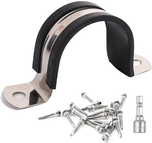 Soimuk Pipe Clamps,304 Stainless & Rubber Cushioned Heavy Duty Conduit clips (SCH 2 in (60 MM) - 12 Pack)