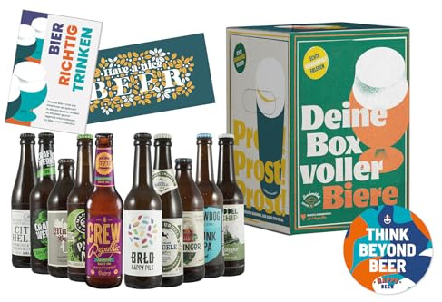 Deine Box voller Biere - Bierset mit 10 x 330ml national und international prämierten Craft Beer - Das perfekte Bier Geschenk für Männer und Frauen im liebevoll gestalteten Karton, Vatertagsgeschenk