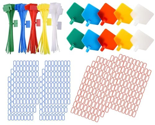 HUAZIZ 250 Piezas Bridas de Cables, Bridas Sujetacables con 768 Etiquetas, Colores Bridas de Plastico, Etiquetas De Cable Autoblocantes para Gestión de Cables, Marcado y Organización