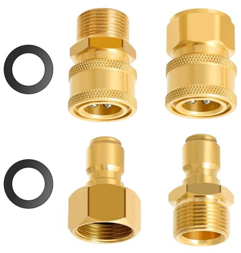 JINHENB 4 Pack Pressure Washer Quick Disconnect Adaptor Set M22-15mm to 3/8 Quick Release Couplers Pressure Washer Hose Pipe Fittings Accessories