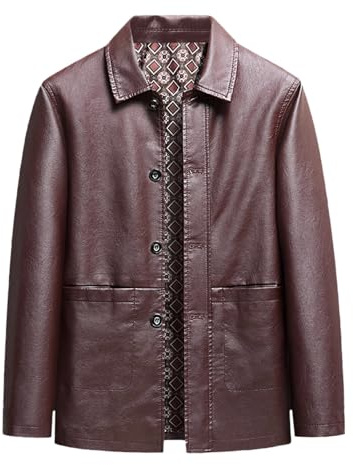 Generico Giacca in Pelle da Uomo, Elegante, Antivento, in Similpelle, Primavera e Autunno, Giacca a Vento Giubbotto Invernale Marrone (M)