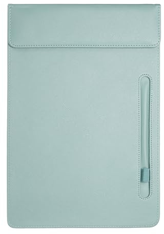 PATIKIL Planche À Pince Format Lettre A4 En Cuir PU, 9.5x13.5 Porte-dossiers Magnétique Professionnel Avec Porte-Stylo Organisateur Classeur Bureau Planche À Écrire Style 3, Cyan