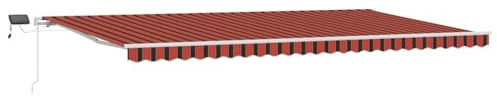 vidaXL Auvent Rétractable Orange et Marron 600 × 350 cm Tissu et Acier, Jardin et terrasse, Store rétractable Moderne, Protection extérieure, Ombre résistante, Couverture Flexible