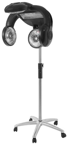 Cuffia a secco per capelli, 1400 W, per parrucchiere, con 5 ruote, altezza regolabile 125-161 cm, interruttore 60 minuti, 5 modalità di supporto per asciugacapelli