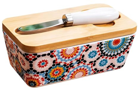 Beurrier - Conserve-beurre en Céramique de Comptoir avec Coupelle - Plateau Élégant Pour Cuisine Comptoir Salle À Manger Maison Toute l'Année