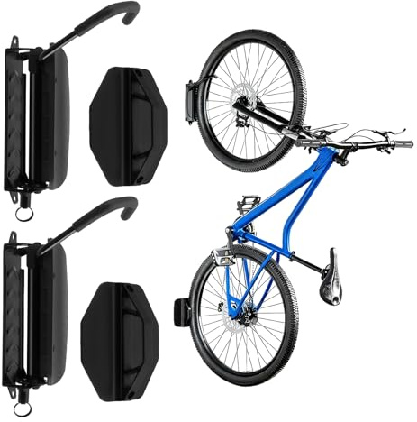 VeftBltrem Swivel Bike Wall Mounts, 2-Pack Heavy Duty Bike Racks, Hold up to 50kg,Space-Saving Vertical Bicycle Storage for Garage, Wall-Mounted Hooks for MTB, Road & Hybrid Bikes