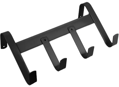 GS Equestrian & Country 4 Hook Metal Handy Hanger – Wall Mounted Tack Rack for Bridles, Headcollars & Equipment Storage (Black, One Size)