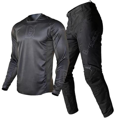 SHUOJIA Uomo Completo Maglia e Pantaloni da Motocross Set di Ingranaggi MX Dirt Bike Offroad Equitazione Razza Adulto BMX ATV MX Enduro (Black,XL)