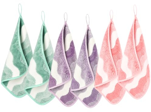 Phogary 6 stycken ansiktsservetter i mikrofiber, tvättbara sminkdukar, ansiktsrengöringsdukar, återanvändbara ansiktshanddukar, tvättlappar ansikte, mjuka sminkborttagningsdukar (30 x 30 cm)