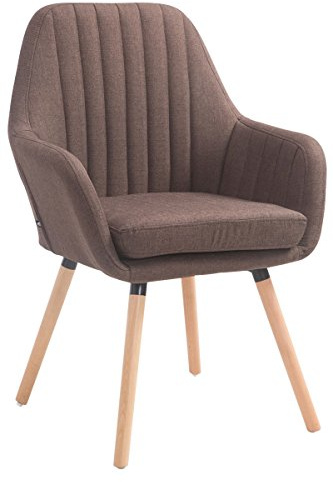 CLP Silla De Visita Florian Tapizada En Tela I Silla Butaca De Salón Nórdica I Silla Comedor Acolchada & con 53cm De Altura De Asiento I Color: Color:marrón;Color del Marco:Natura
