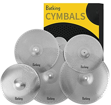 Batking Stumm Becken mit geringer Lautstärke 60%-70% 14/16/18/20” ruhiges Beckenset mit 5 Stück zum Üben