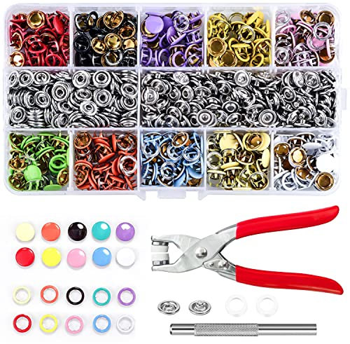 150 Stück Druckknöpfe, hohle und solide Metallknöpfe, mit Zange, Bastelwerkzeug, für Kleidung, Schuhe, Lederknöpfe, Jeans, Kleidung, Taschen, DIY-Projekte (10 Farben, 9,5 mm)