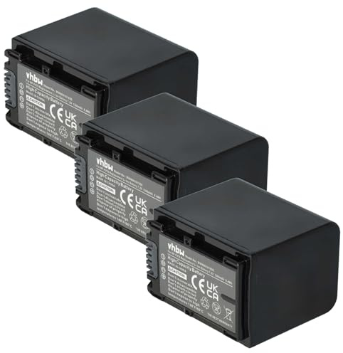 vhbw 3X Akku kompatibel mit Sony FDR-AX33, FDR-AX100E, FDR-AX43, FDR-AX53 Videokamera Camcorder (1300 mAh, 7,2 V, Li-Ion) + Infochip