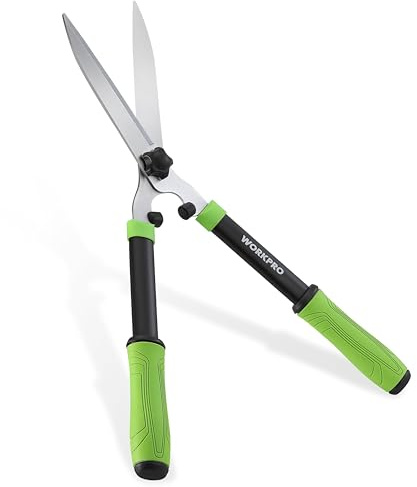 WORKPRO Hedge Shears, 23'' Manual Hedge Trimmers with Chrome Plated Steel Blade & Ergonomic Handle, Home Garden Pruner Hedge Clippers Perfect for Trimming Borders, Boxwood, and Tall Bushes