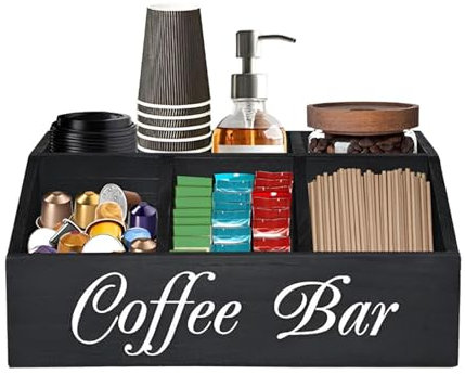 Organisateur de comptoir de station de café, organisateur d'accessoires de bar à café | Porte-panier à café,Décor rustique de Bar à café, organisateur d'accessoires de café pour la maison, Bar à café