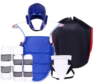 Ronyme 5 Protectores corporales para Boxeo, Equipo de protección para Taekwondo, Protector de Ingle con Bolsa de Almacenamiento, Equipo de para, M y Hombre