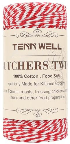 Tenn Well 328ft 2mm Butchers Twine Food Safe Red White for Cooking