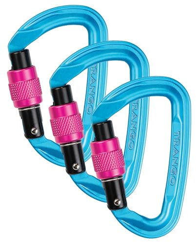 Trango - Superfly EVO Screwlock Carabiner, Cyan/Pink, 3 Pack